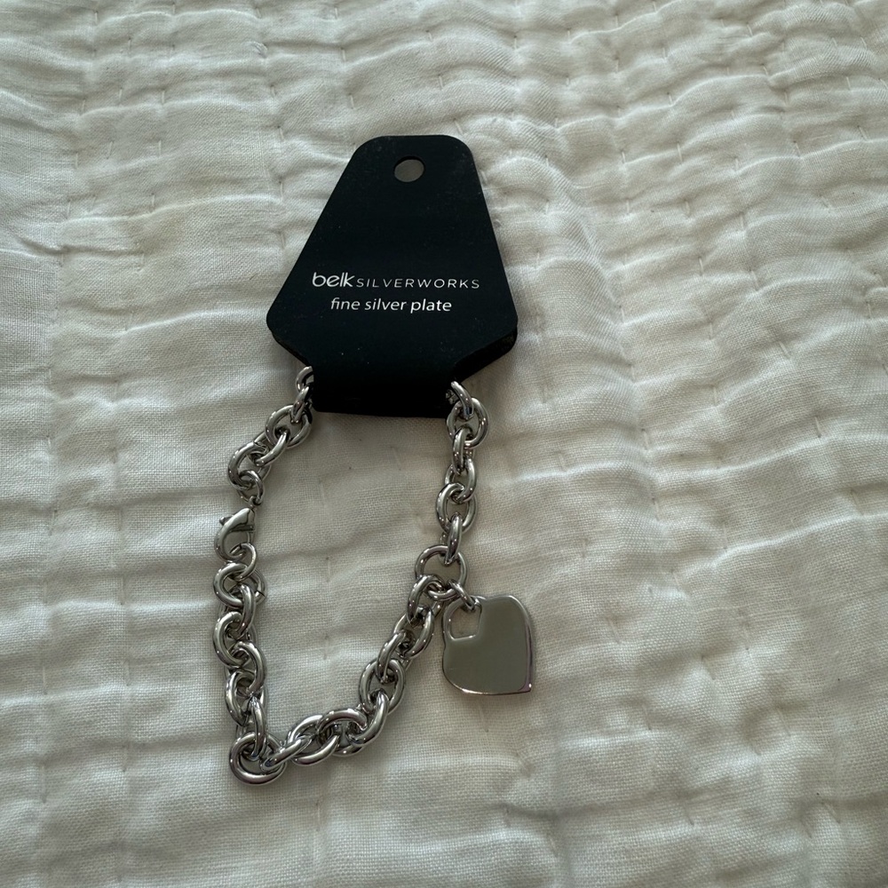 Silver Chain Bracelet with Heart Charm